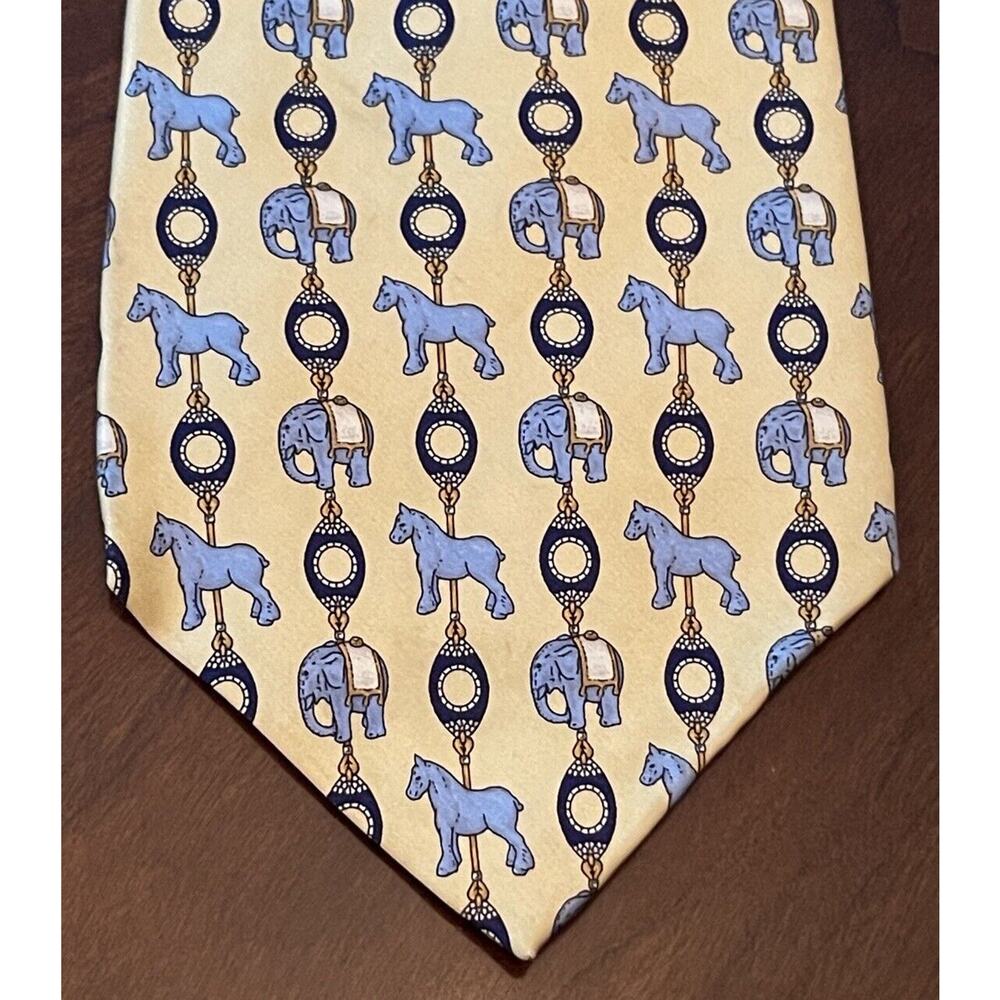 Faberge Gold Blue Hand Made 100% Silk Made In China Elephant Pony Print